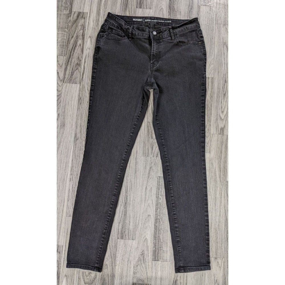 Old Navy Size 8 Regular Pockets Super Skinny Mid Rise‎ Denim Black Jeans